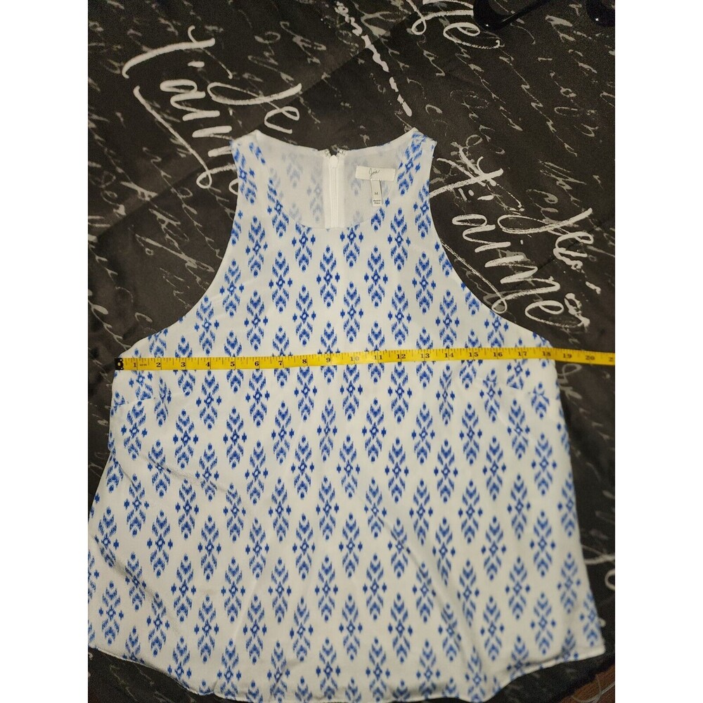 Joie Sleeveless Silk Blouse Size M White Blue - Picture 5 of 9
